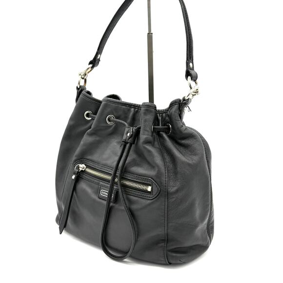 RETAIL $359 COACH Daisy‎ Black Leather Drawstring Shoulder Bucket Bag*Amazing - Picture 5 of 12